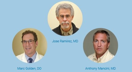 MaineGeneral Orthopaedics surgeons Marc Golden, DO, Jose Ramirez, MD and Anthony Mancini, MD