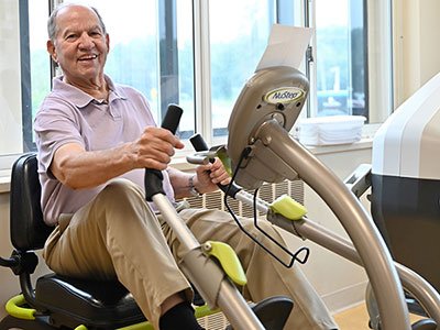 Dave Brown exercises as part of MaineGeneral's Cardiac Rehabilitation Program at the Thayer Center for Health